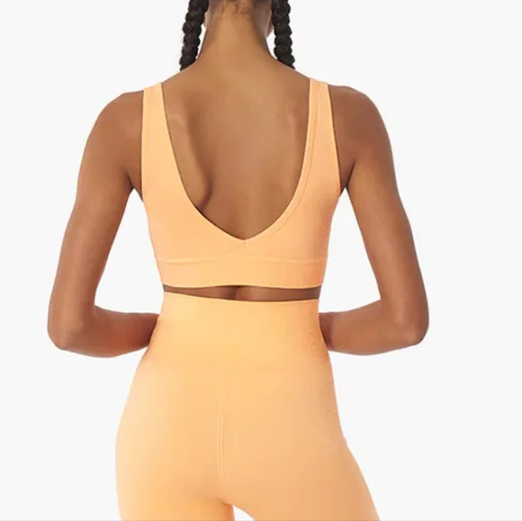 NWT WeWoreWhat Peach Cobbler Solid V-Neck Bra Top M - Picture 4 of 5